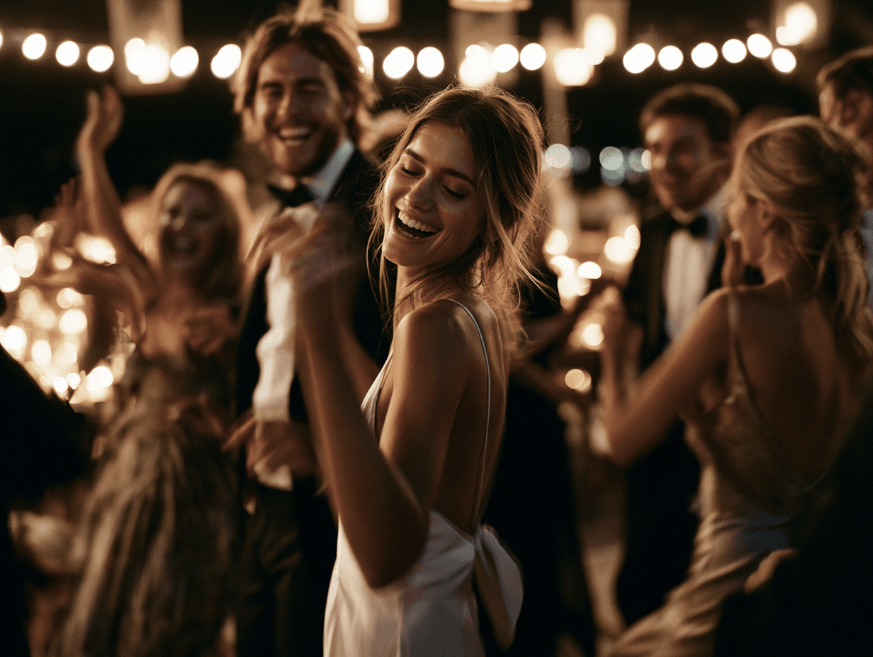 Invitados celebrando en recepción de boda destino — reserva hotel y experiencias en Katible